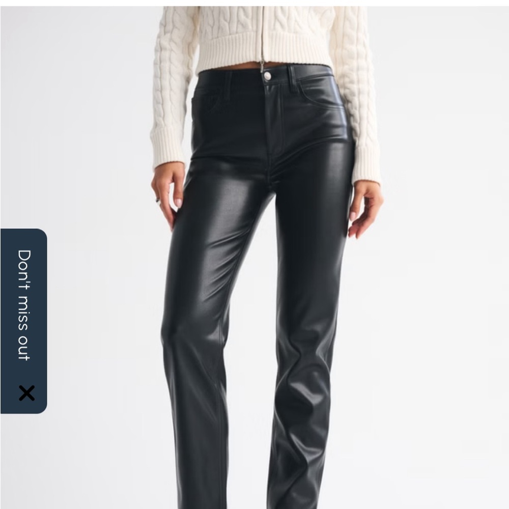 Abercrombie Black Vegan Leather 90s High Rise Curve Love Pants
